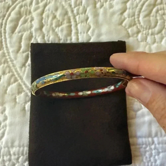 Vintage Cloisonné Hinged Bangle - Picture 6 of 6